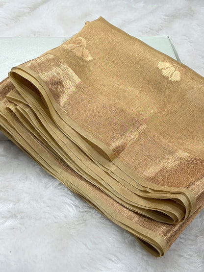 Tusser Bananasi Floral Shades Pure Tissue Silk Saree PT-53
