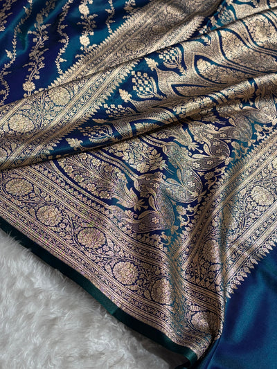 Satin Silk Cross Pattern in Peacock Shades SS37