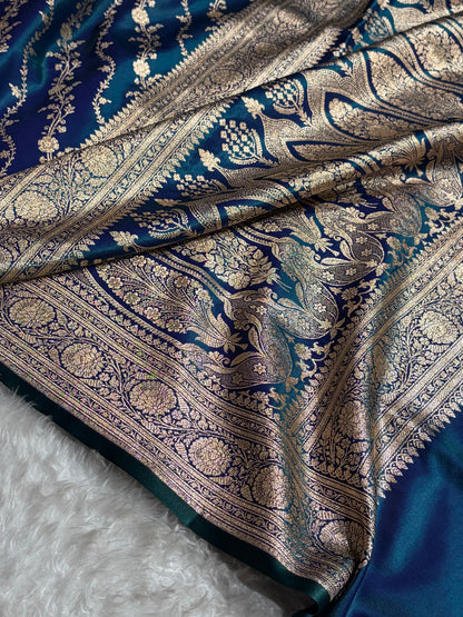 Satin Silk Cross Pattern in Peacock Shades SS37