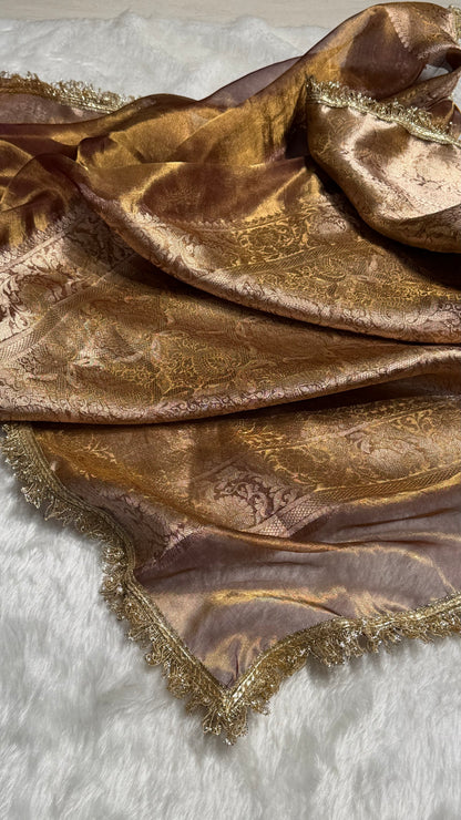 Cheeku Shade Pure Tissue Silk Saree with Gota Patti PTGP-17