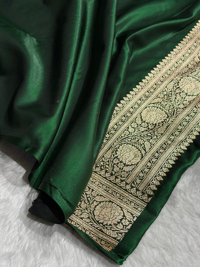 Satin Silk Cross Pattern in Bottle Green Shades SS37