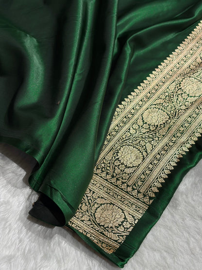 Satin Silk Cross Pattern in Bottle Green Shades SS37