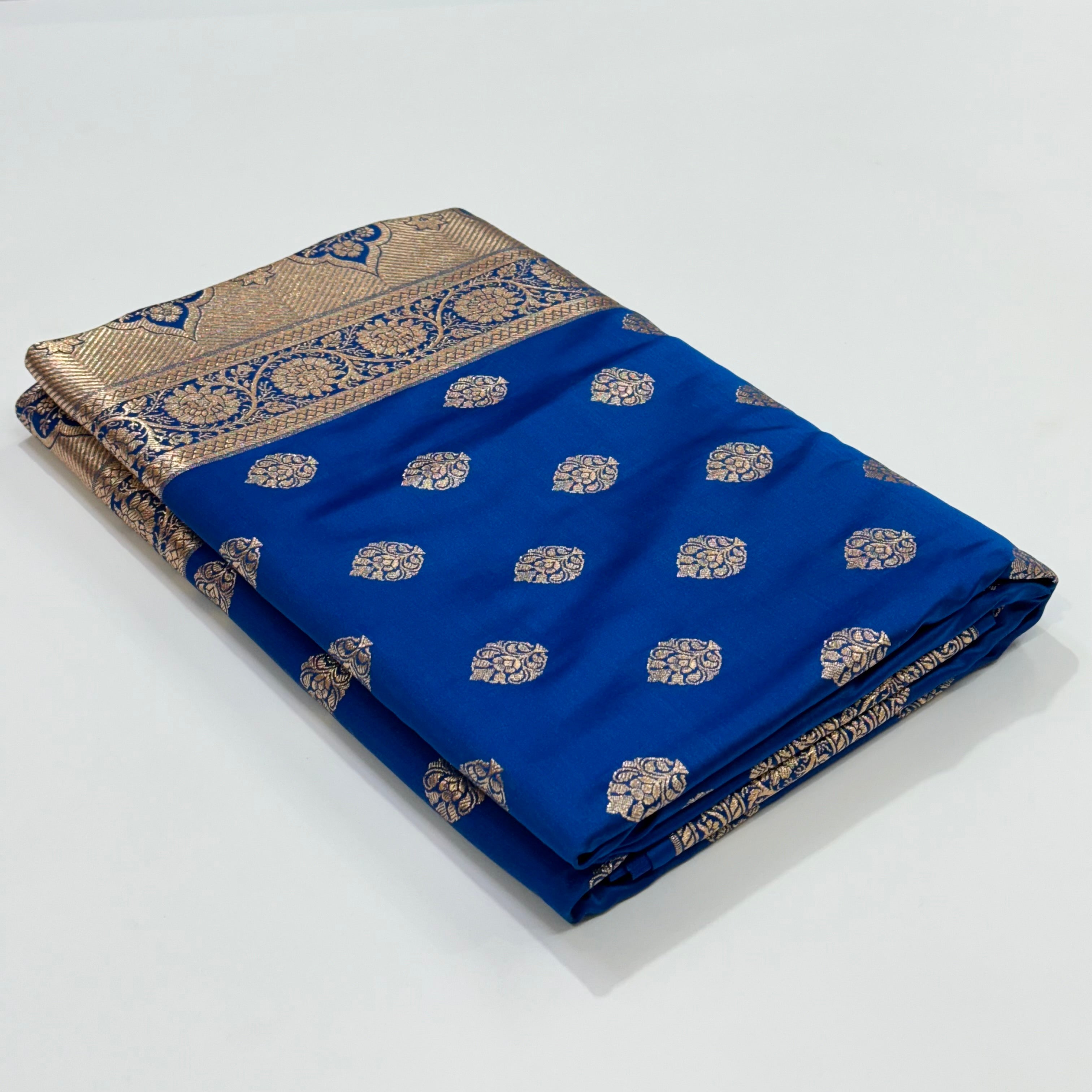 Boota Katan Silk Saree In Blue Shades