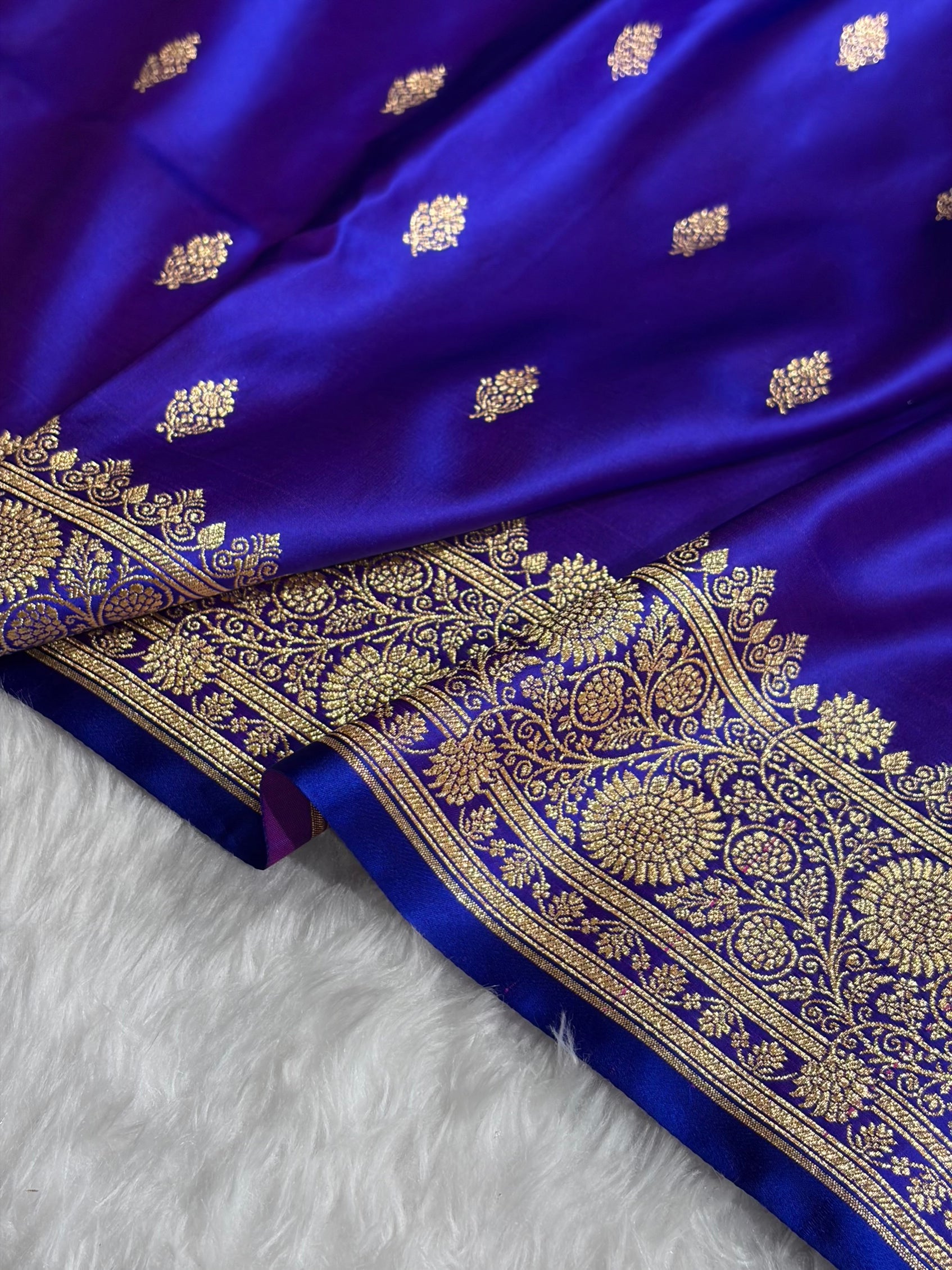 Banarasi Satin Katan Saree in Royal Purple Shades SK82