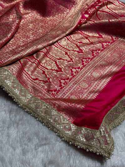 Rani Shades Brocket With Gotta Patti Satin Silk Saree Banarasi Saree Shades SSGP30