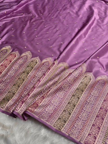 Skirt Border Lavender Minakari Mashru Silk Saree MS13
