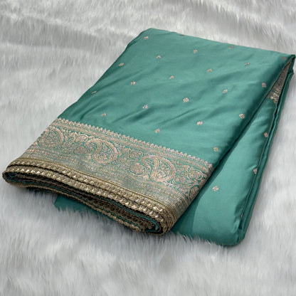 Turquoise Booti Mashru Silk Saree with gotta Patti MSGP5