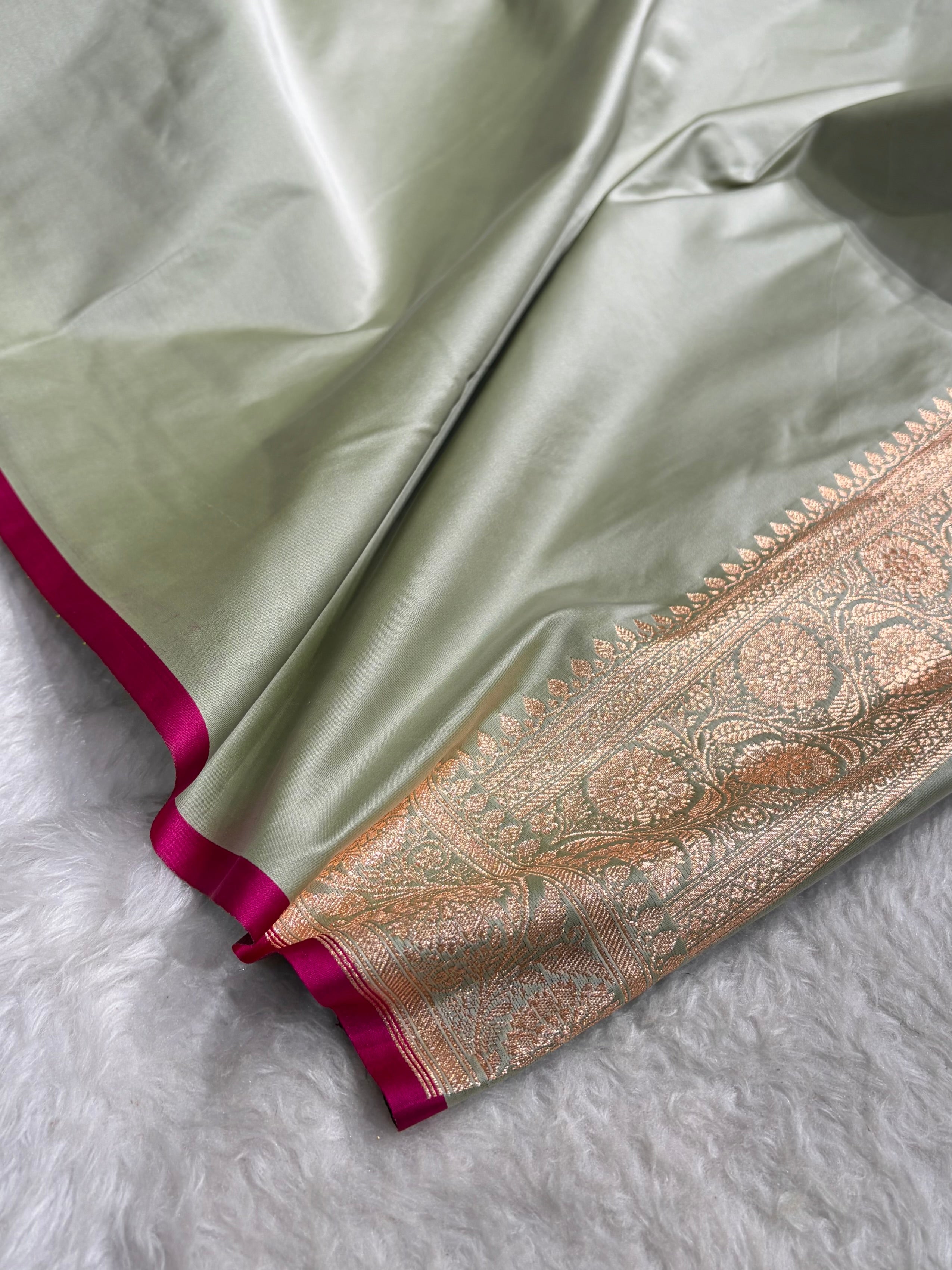 Bananas Pista Cross Satin Katan Silk Saree SK17