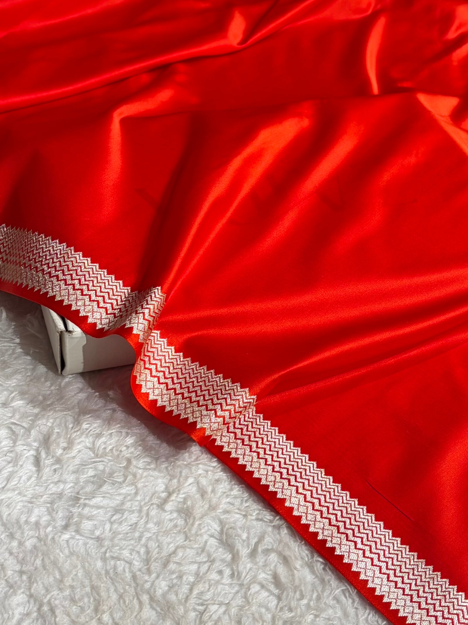 Premium Banarasi Satin Katan Saree Plain With Tanchoi Blouse in Orange Shades SK129