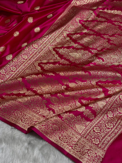 Rani Booti Pattern Satin Katan Silk Saree SK65