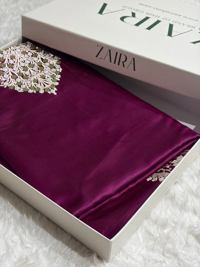 Wine Shades Banarasi With Plain Minakari Broder Pattern Mashru Silk Saree MSM-135