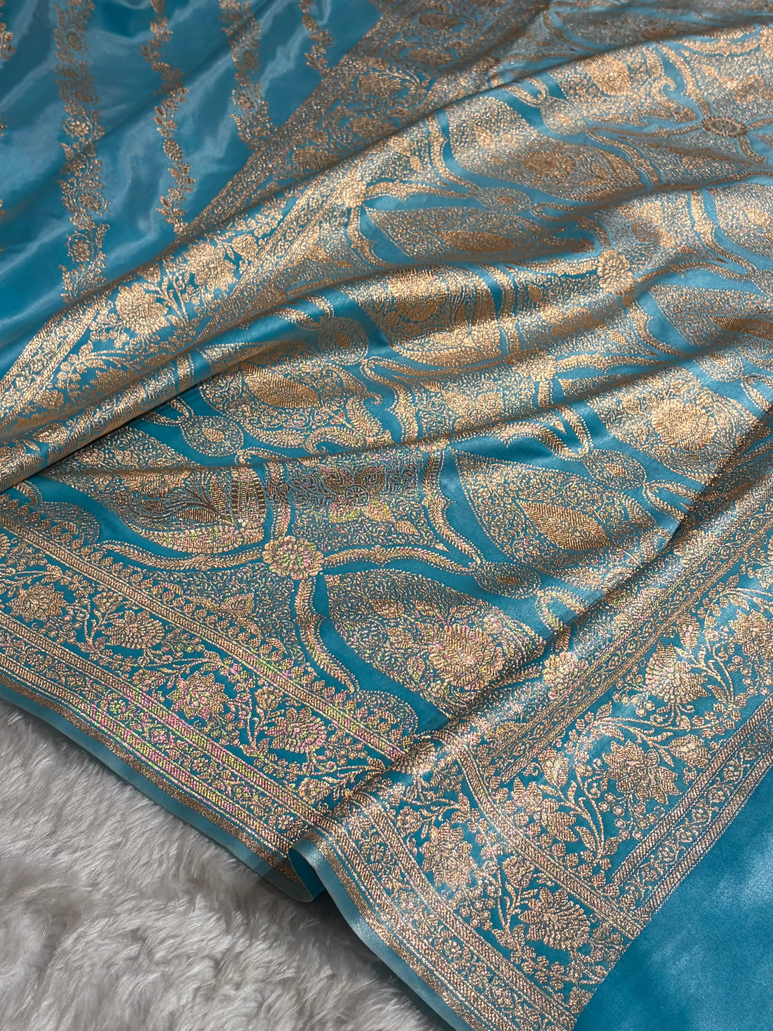 Ultra Light Weight Satin Silk Pastel Blue Cross SS10