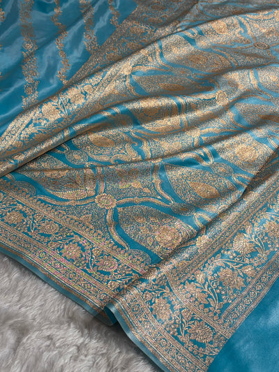 Ultra Light Weight Satin Silk Pastel Blue Cross SS10