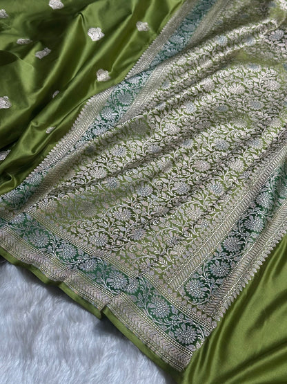 Dark Pista Shade Mashru Silk Boota