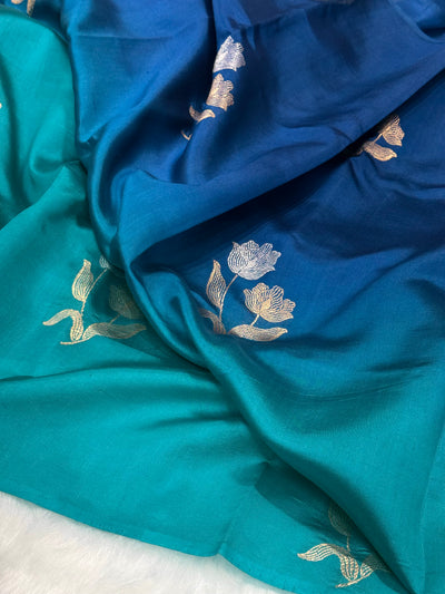 Royal Blue Ombré - Peacock Shades Meena Boota Handwoven Paper Silk RM-35