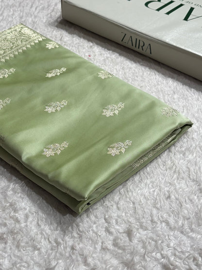 Tusser Shades Banarasi Boota Pattern Floral Mashru Silk Saree MSM-120