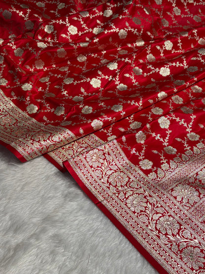 Red Jaal katan Silk Saree SK18