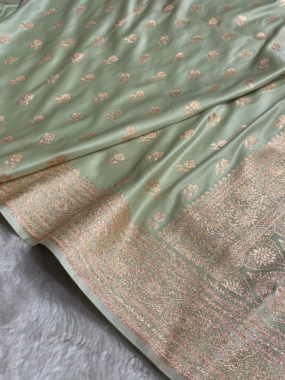 Light Lista Banarasi Boota Katan Silk Saree