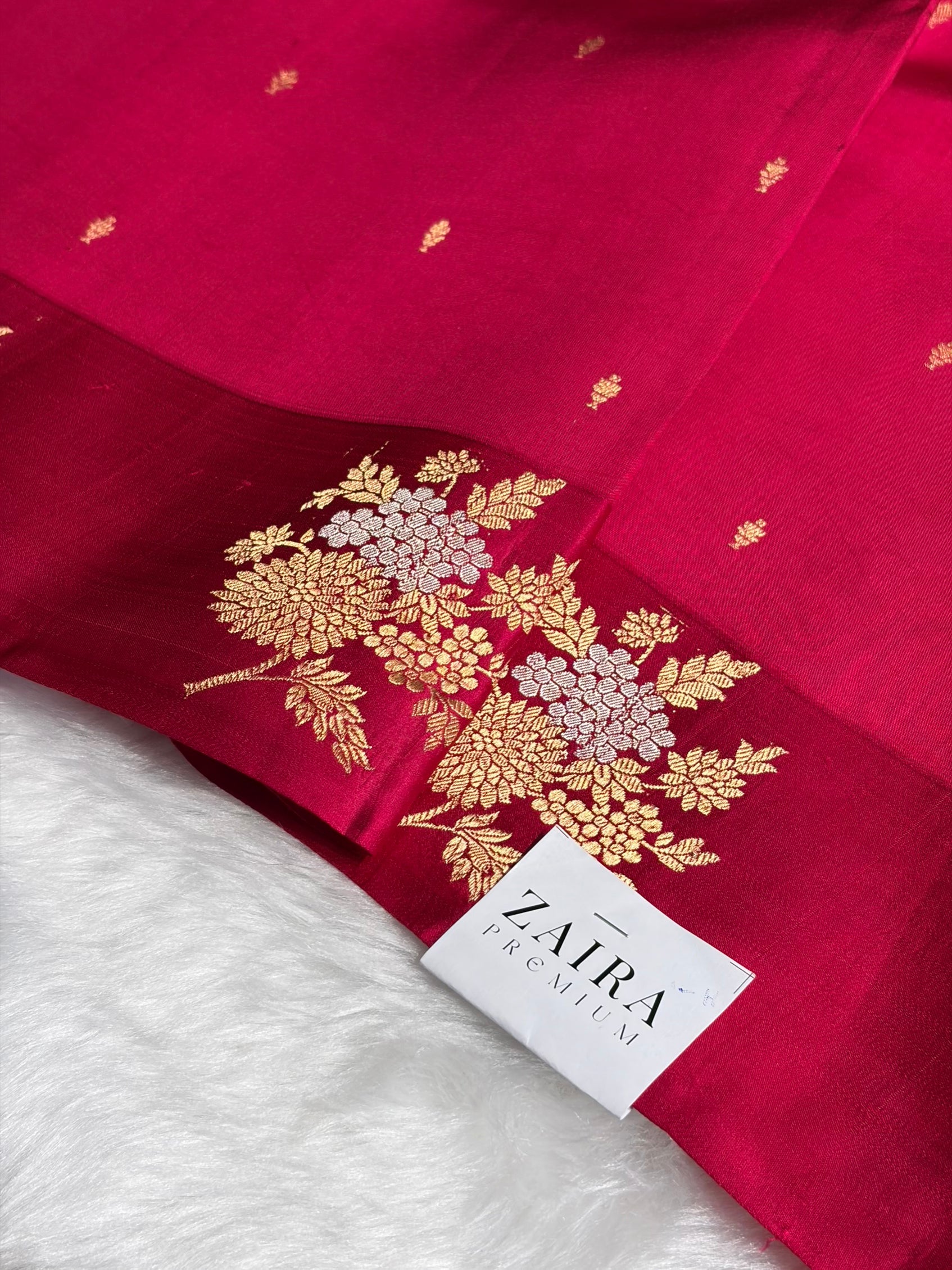 Dark Pink Shades Meena Boota Handwoven Pure Katan Raw Mango Silk RM-03