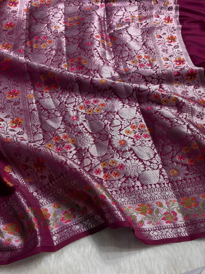 Minakari Wine Shades Pure Chiniya Silk CH-01