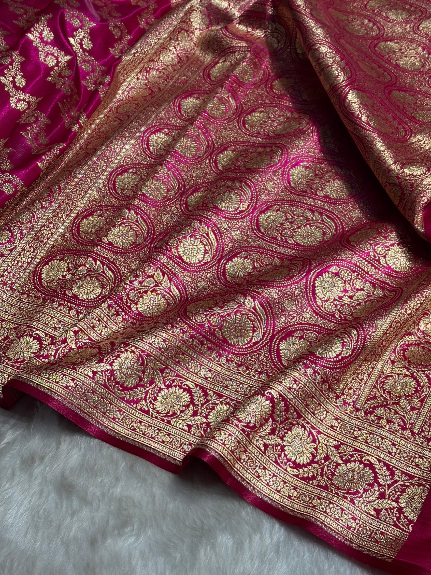 Pink Shades Banarasi Satin Silk Saree SS32
