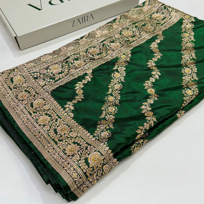 Bottle green Satin Cross with Ari and Stone BSS10