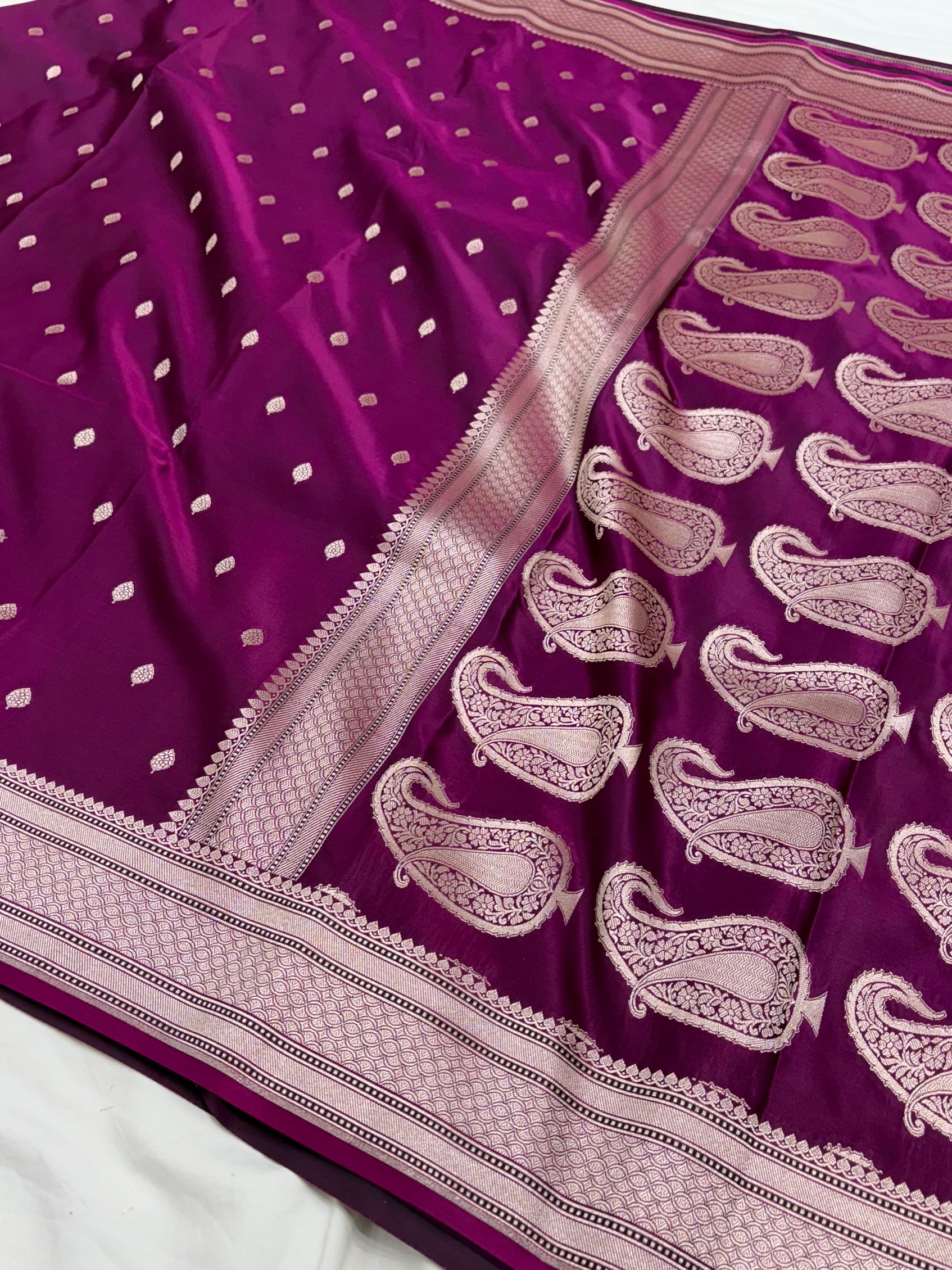 Wine Shade With Booti Pattern Mashru Silk Saree