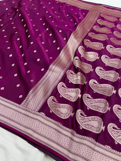 Wine Shade With Booti Pattern Mashru Silk Saree