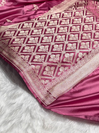 Mauve Pink Shades Unique Motif Mashru Silk Saree MCS47