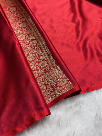 Magentc Red Booti Pattern Satin Katan Silk Saree SK65