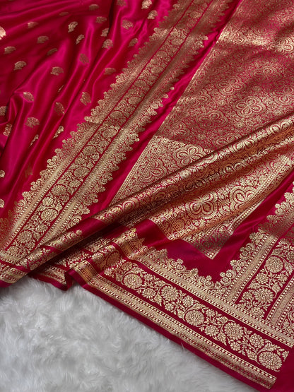 Cross Rani Booti Pattern Satin Katan Silk Saree SK49