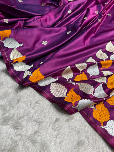 Cross Wine Shades Banarasi Booti Pattern Mashru Silk Saree MSM-136