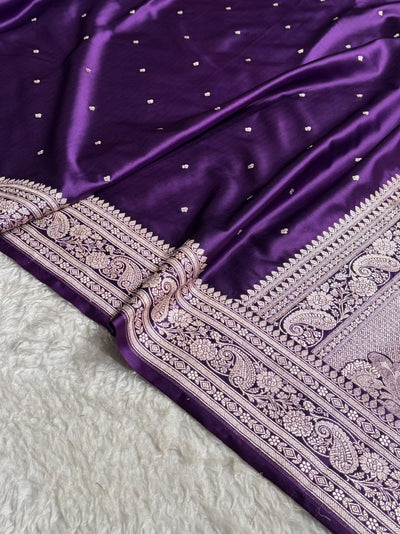 Banarasi Purple Shades Floral Mashru Silk Saree MCS64