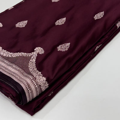 Dark Mahroon Scallop Mashru Silk Saree