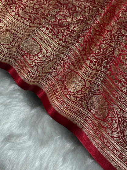 Red Shades Brocket Satin Silk Saree Banarasi Saree Shades SS30