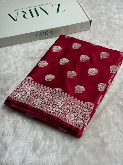 Maroon Tree Boota Motif Mashru Silk Saree MS19