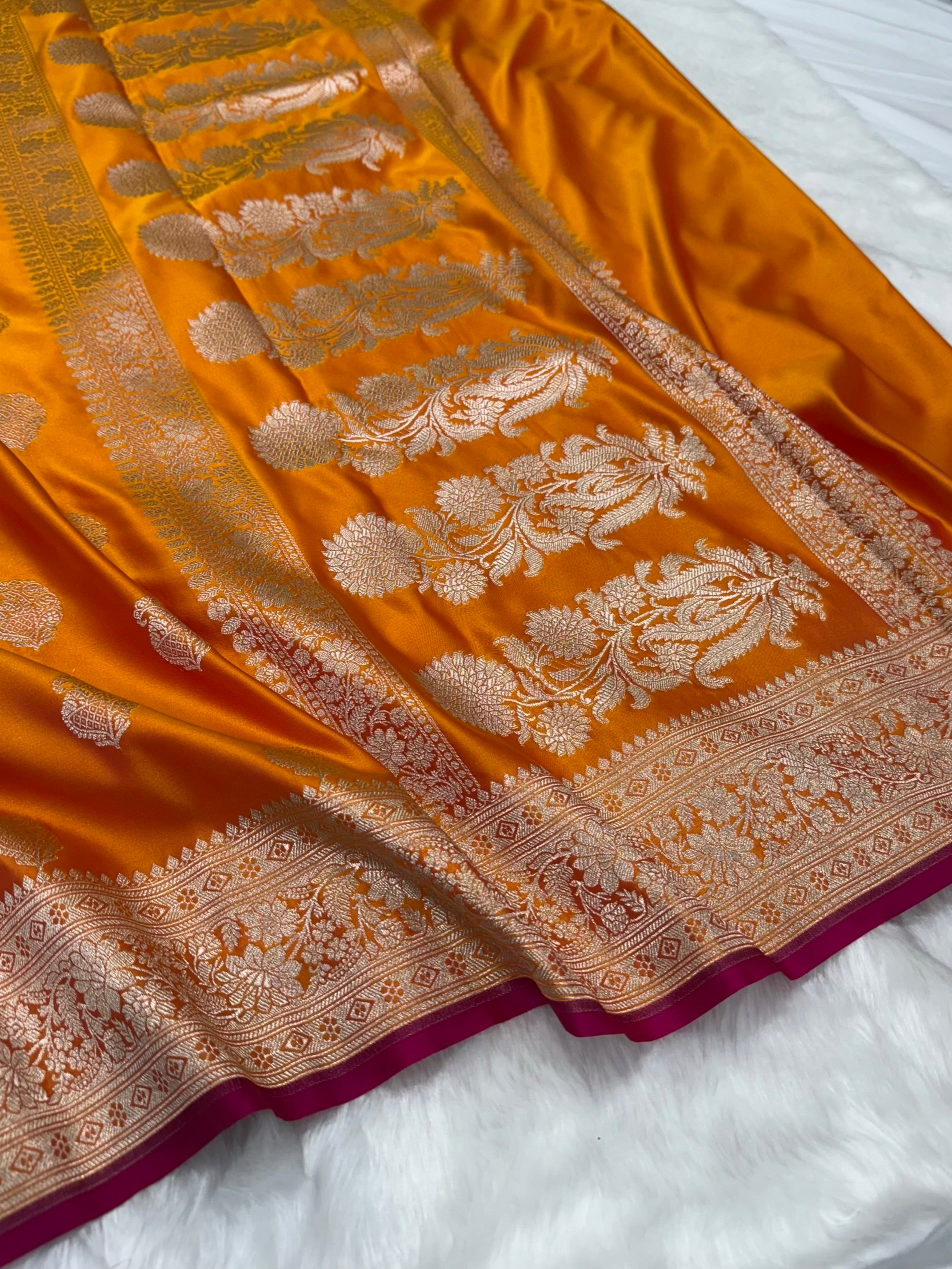 Pinkish Orange  Motif Mashru Silk MSM 76