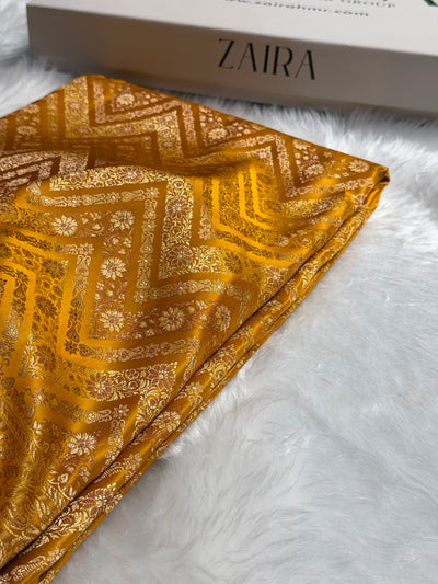 Mustard Jamawar Tanchoi With Minakari Jaal Katan Silk Saree SKTM-26