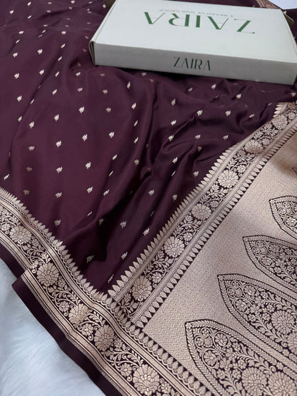 Chocolate shades Mashru Silk Saree for Festive Seasons