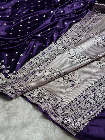 Navy Blue Shades Booti Mashru Silk Saree MS72