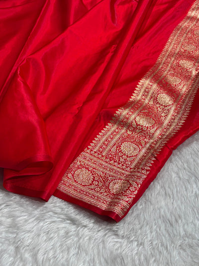 Banarasi Red Shades Booti Pattern Banarasi Satin Silk Saree SS53