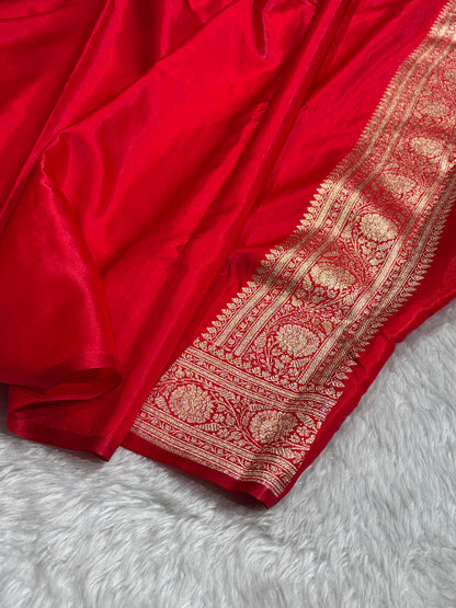 Banarasi Red Shades Booti Pattern Banarasi Satin Silk Saree SS53