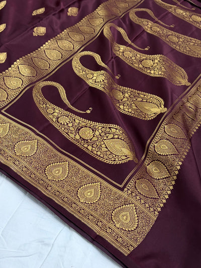 Garnet Shade With Booti Pattern Mashru Silk Saree