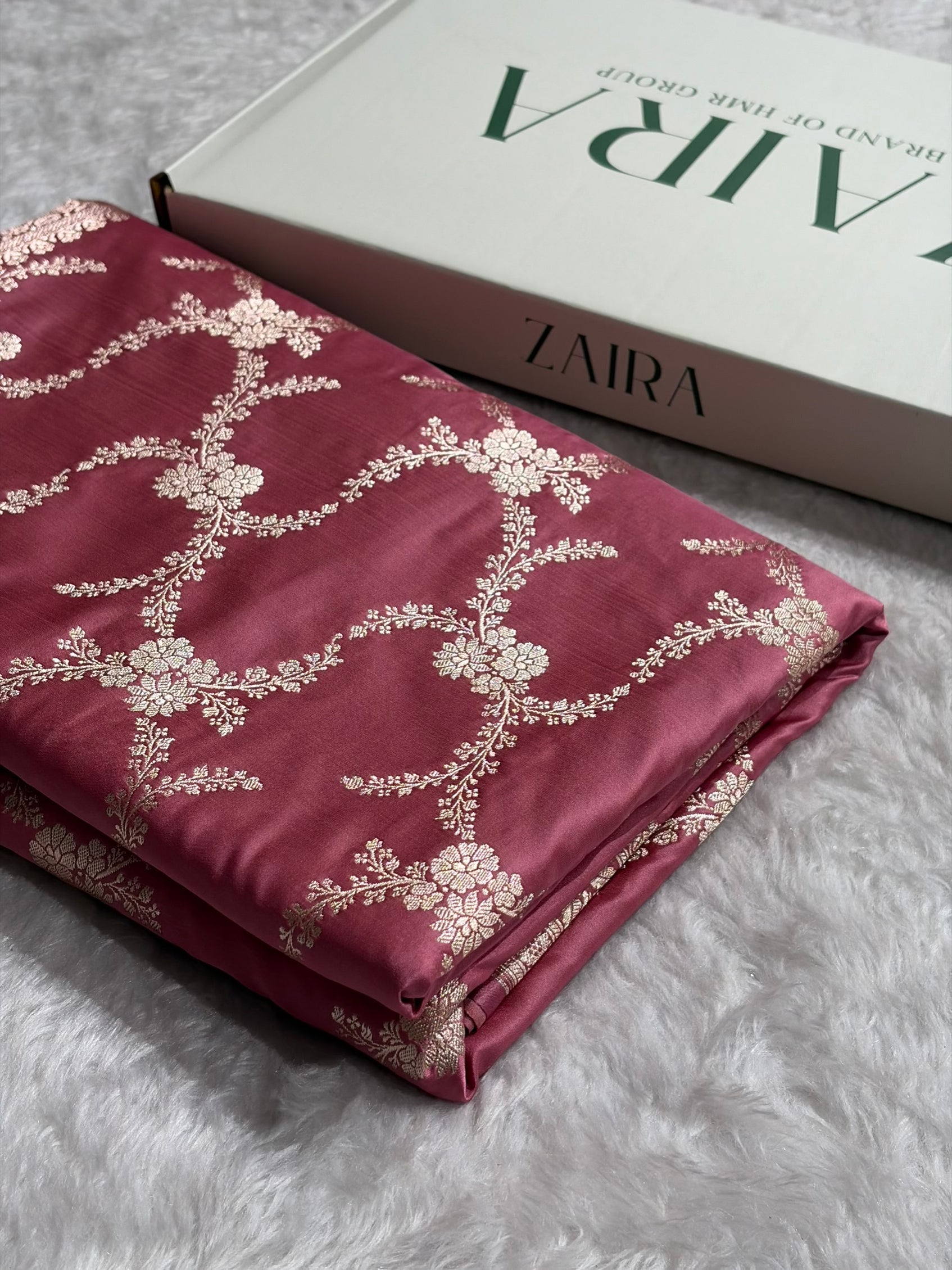 Mauve Shades Banarasi With Floral Border Mashru Silk Saree MSM-127