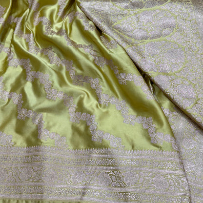 Pastel Lemon Mashru Cross Silk