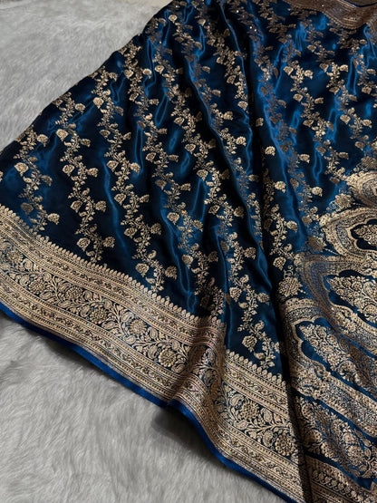 Banarasi German Blue Satin Cross with Swarovski Stone BSS11