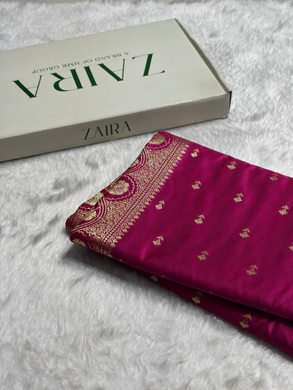 Rani Booti Pattern Satin Katan Silk Saree SK54