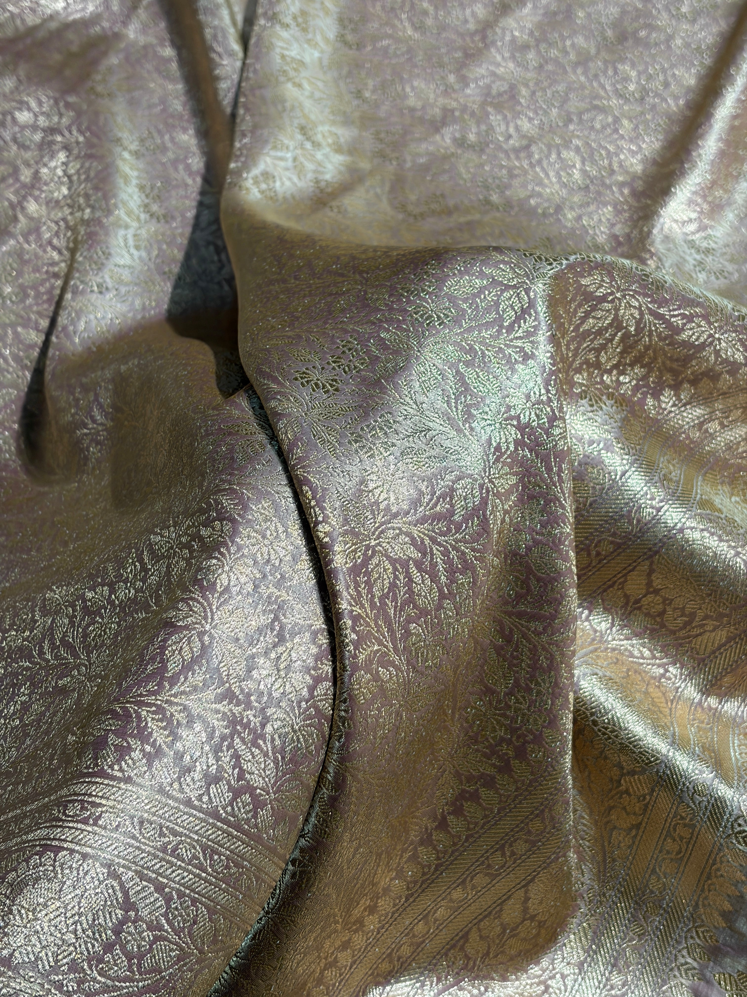 Mauve Gold Shades Brocket Satin Silk Saree Banarasi Saree Shades SS30
