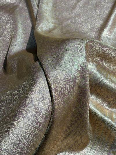 Mauve Gold Shades Brocket Satin Silk Saree Banarasi Saree Shades SS30