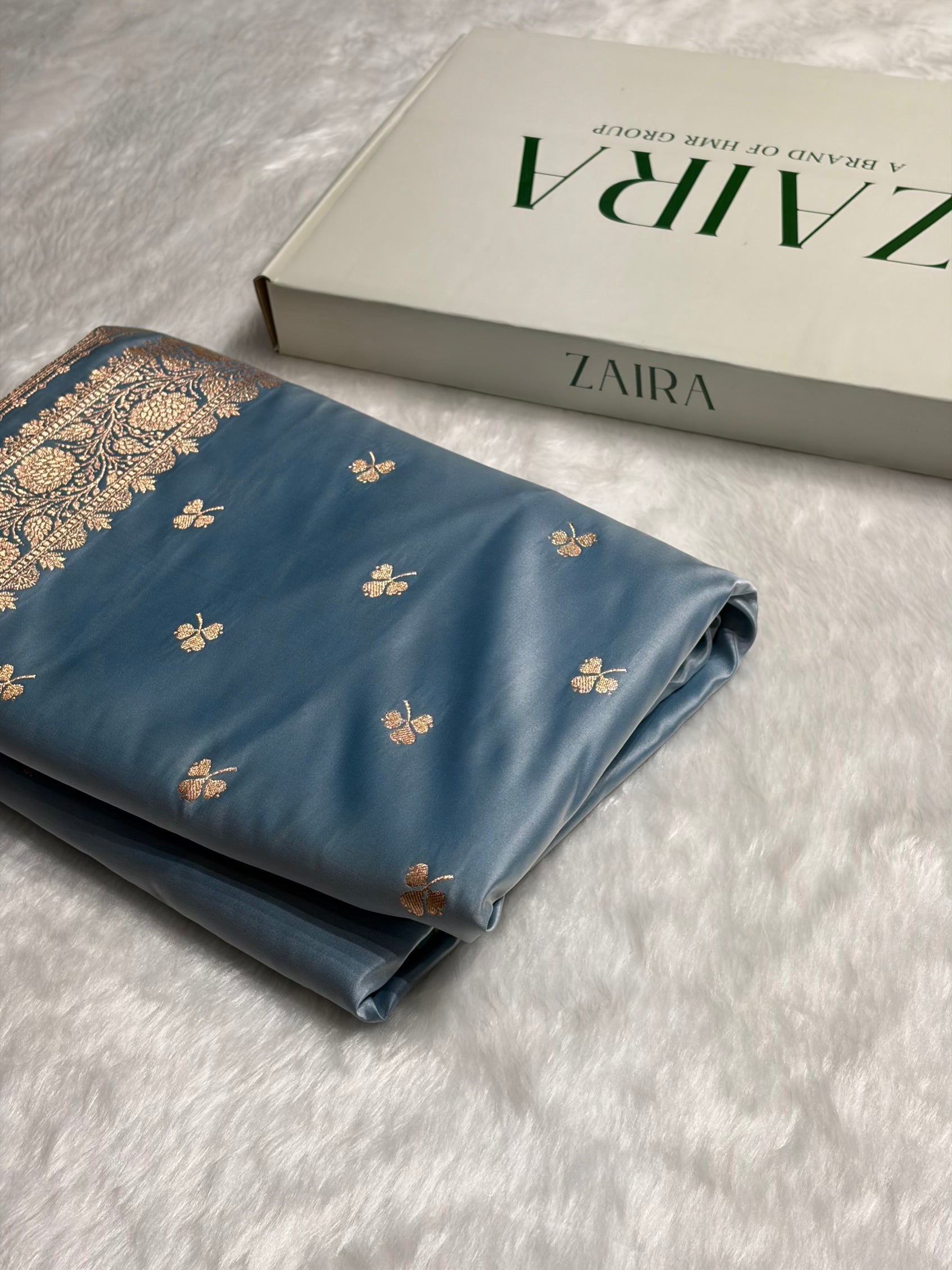 Nile Blue Booti Katan Silk Saree SK09